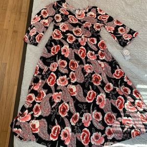 Karina Emily dress, midi, 3/4 bell sleeves. Really Romantic print. NWT S/M